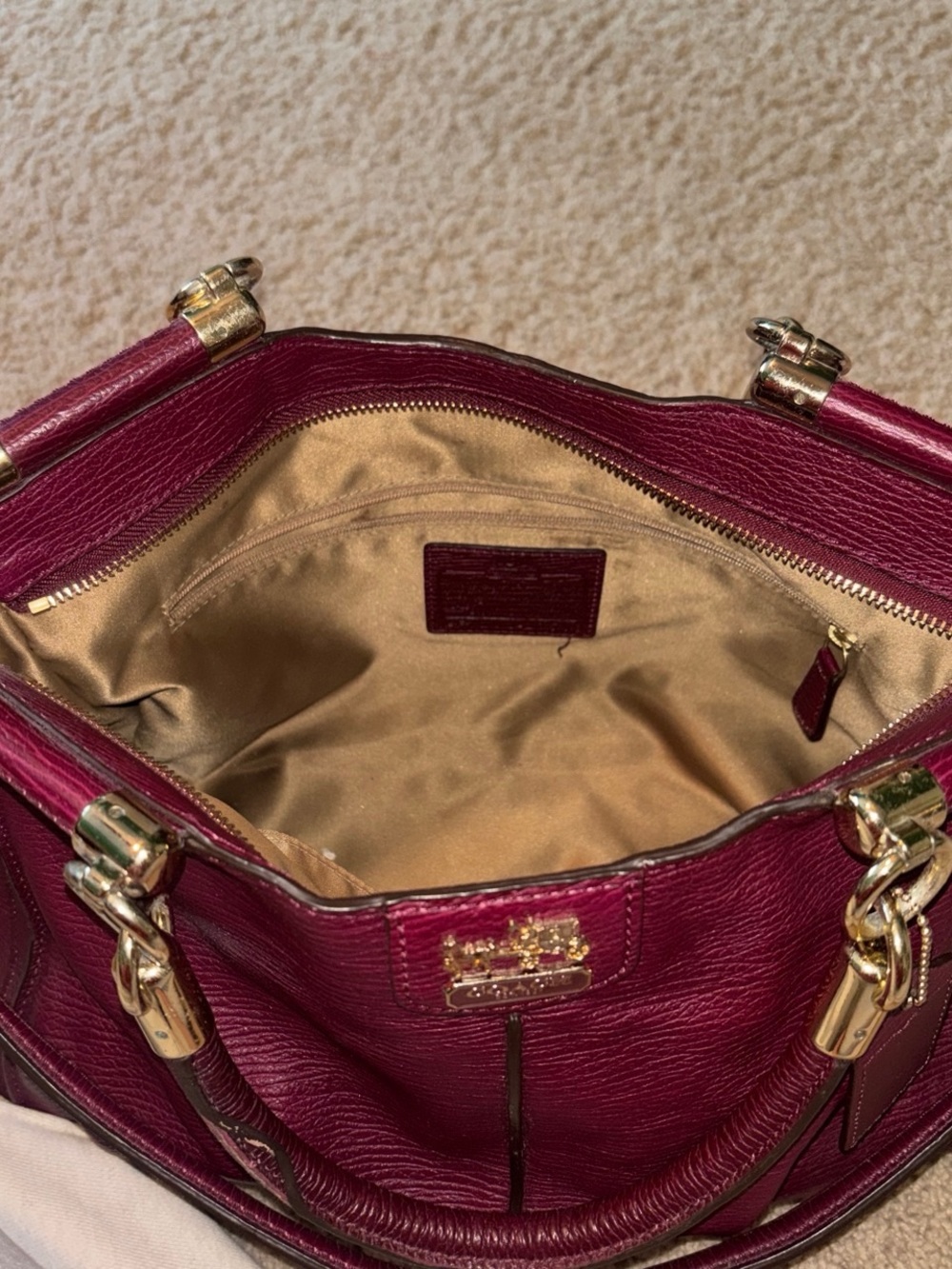 Coach  Leather Satchel in Wine with Gold Hardware - Picture 2 of 6